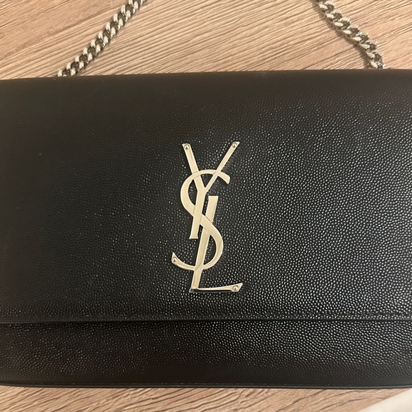 Yves Saint Laurent Black Crossbody Bag with Silver Chain - Picture 2 of 5